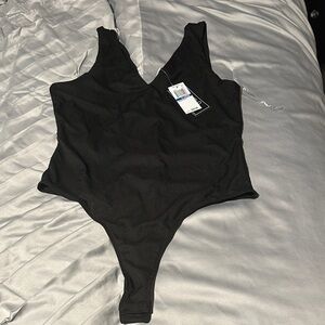 Black Ribbed Bodysuit